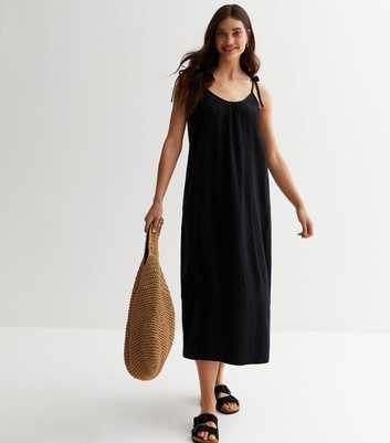 Black Cheesecloth Strappy Maxi Dress
