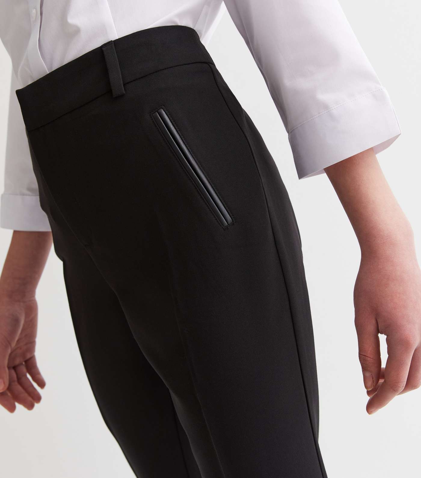 Girls Black Slim Fit Adjustable Waist School Trousers Image 2