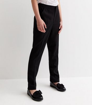 Black Linen Cross Pleated Trouser