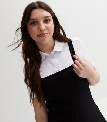 Girls black outlet pinafore dress