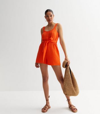 Orange cheap belted playsuit