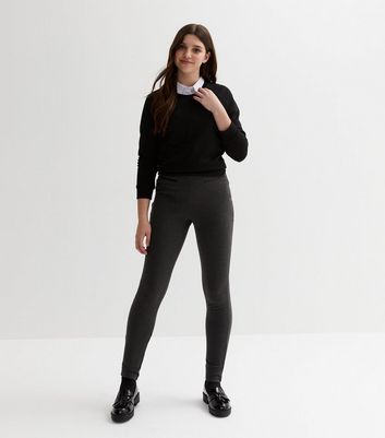 Black Zip Long Slim Stretch Trousers  New Look