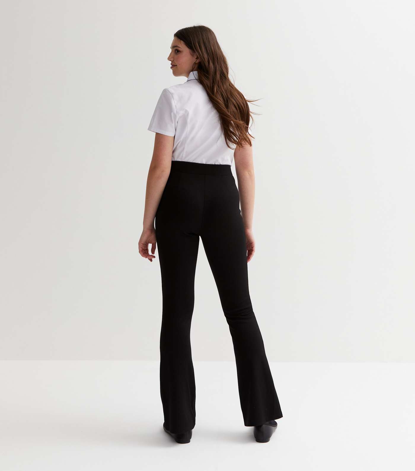 Girls Black Jersey Flared Trousers