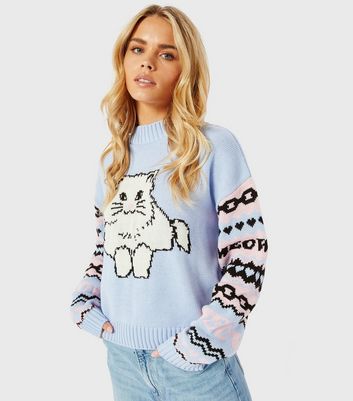 Skinnydip Blue Cat Fair Isle Knit Jumper