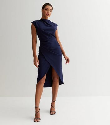 Navy blue hot sale asymmetrical dress