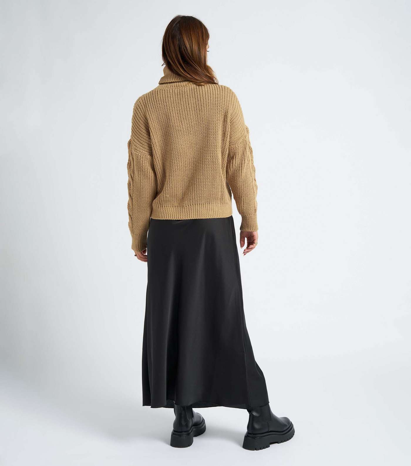 Urban Bliss Camel Cable Knit Roll Neck Jumper Image 4