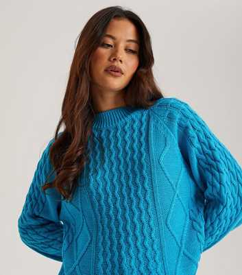Urban Bliss Bright Blue Cable Knit Crew Neck Jumper