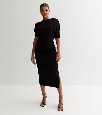 Pleated shoulder pencil outlet dress