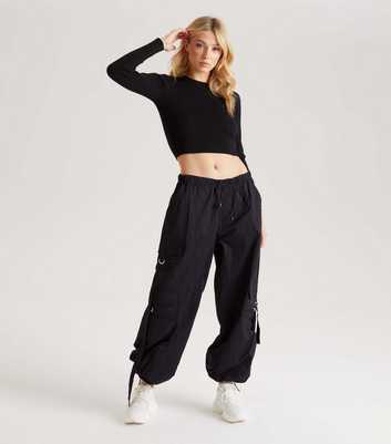 Urban Bliss Black Ribbed Knit Cut Out Crop Jumper