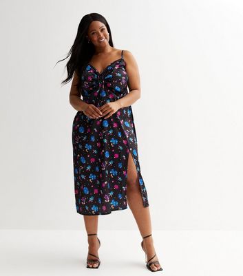 Satin strappy sale midi dress