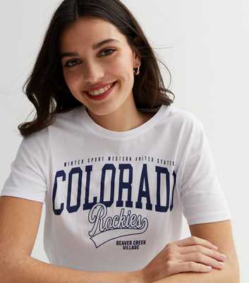 White Logo Colorado Rockies Crew Neck T-Shirt