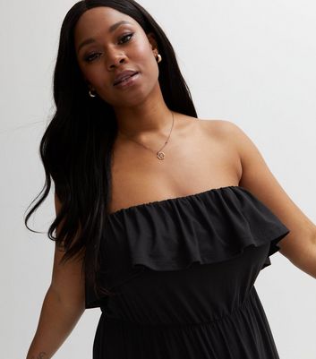 Black maxi ruffle outlet dress