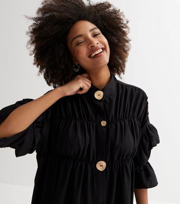 zara black smock dress