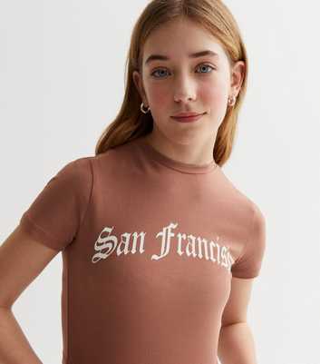 Girls Light Brown San Francisco Logo Hanky Hem T-Shirt