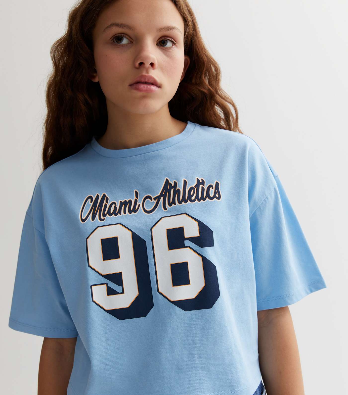 Girls Pale Blue Miami Boxy Logo T-Shirt Image 2