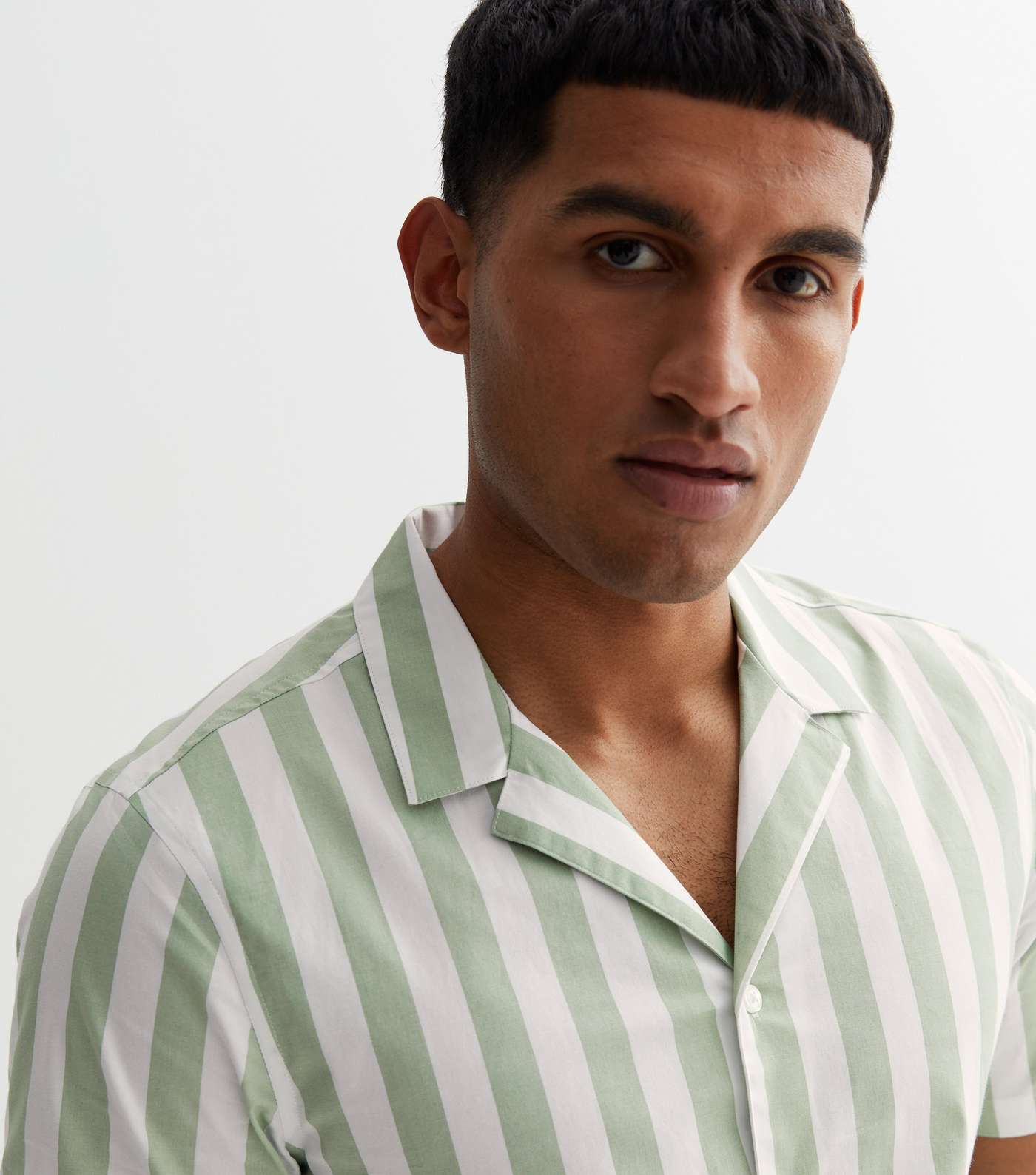 Mint Green Stripe Poplin Short Sleeve Shirt Image 2