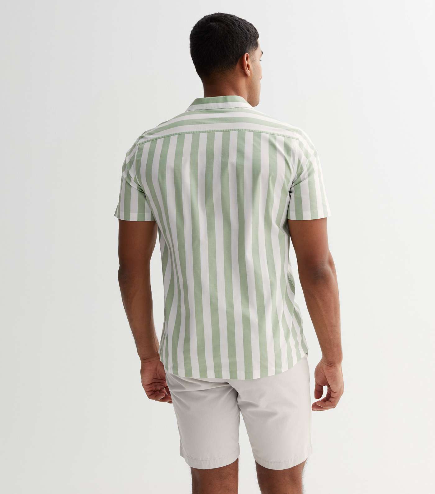 Mint Green Stripe Poplin Short Sleeve Shirt Image 4
