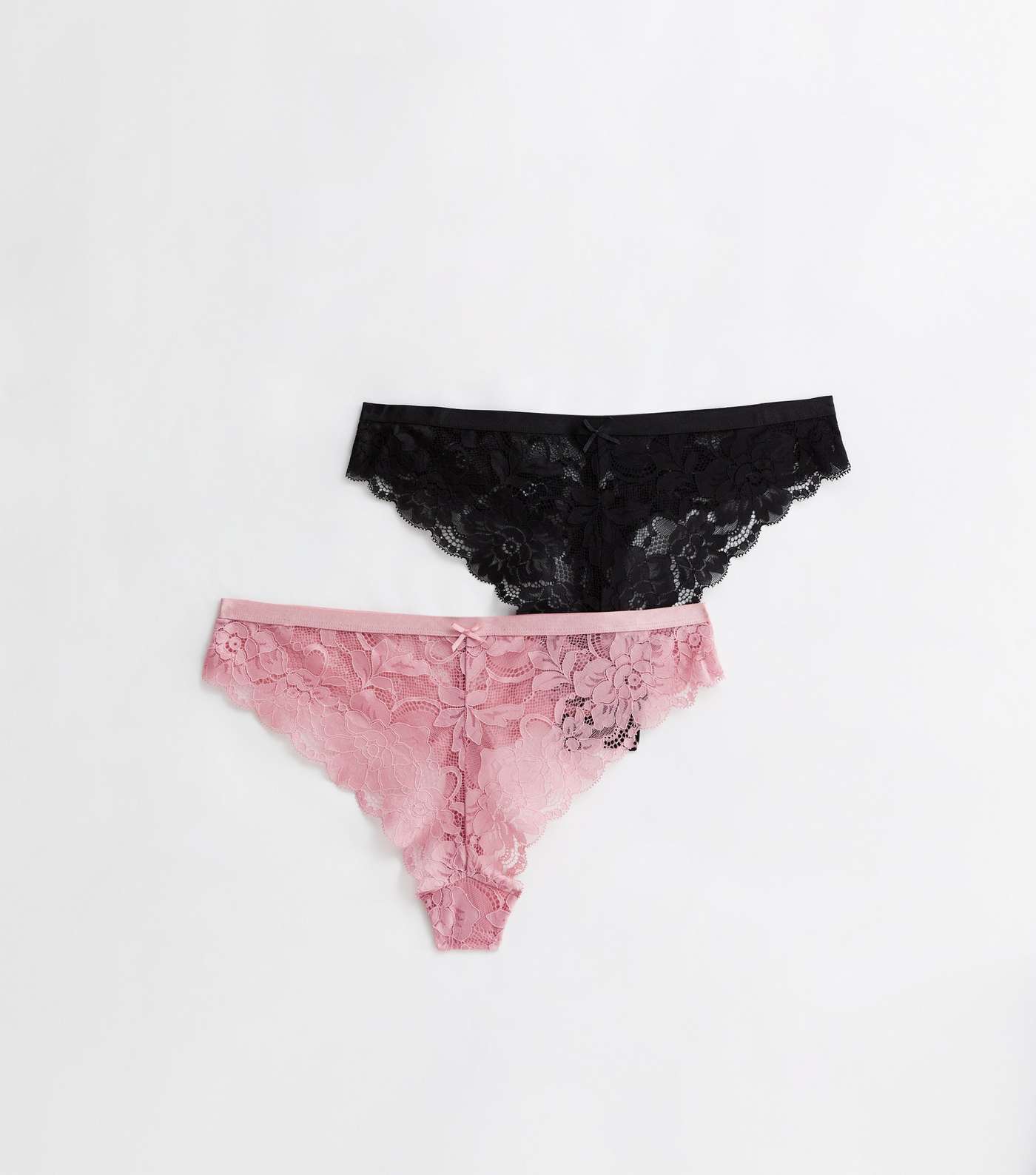 2 Pack Black and Pink Floral Lace Thongs Image 5