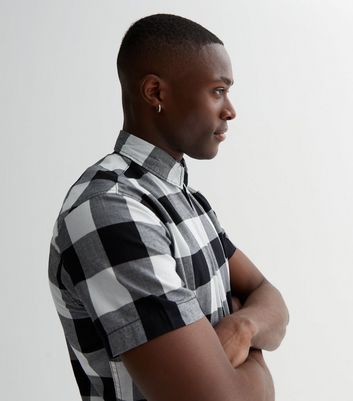 Mens short clearance sleeve gingham shirt