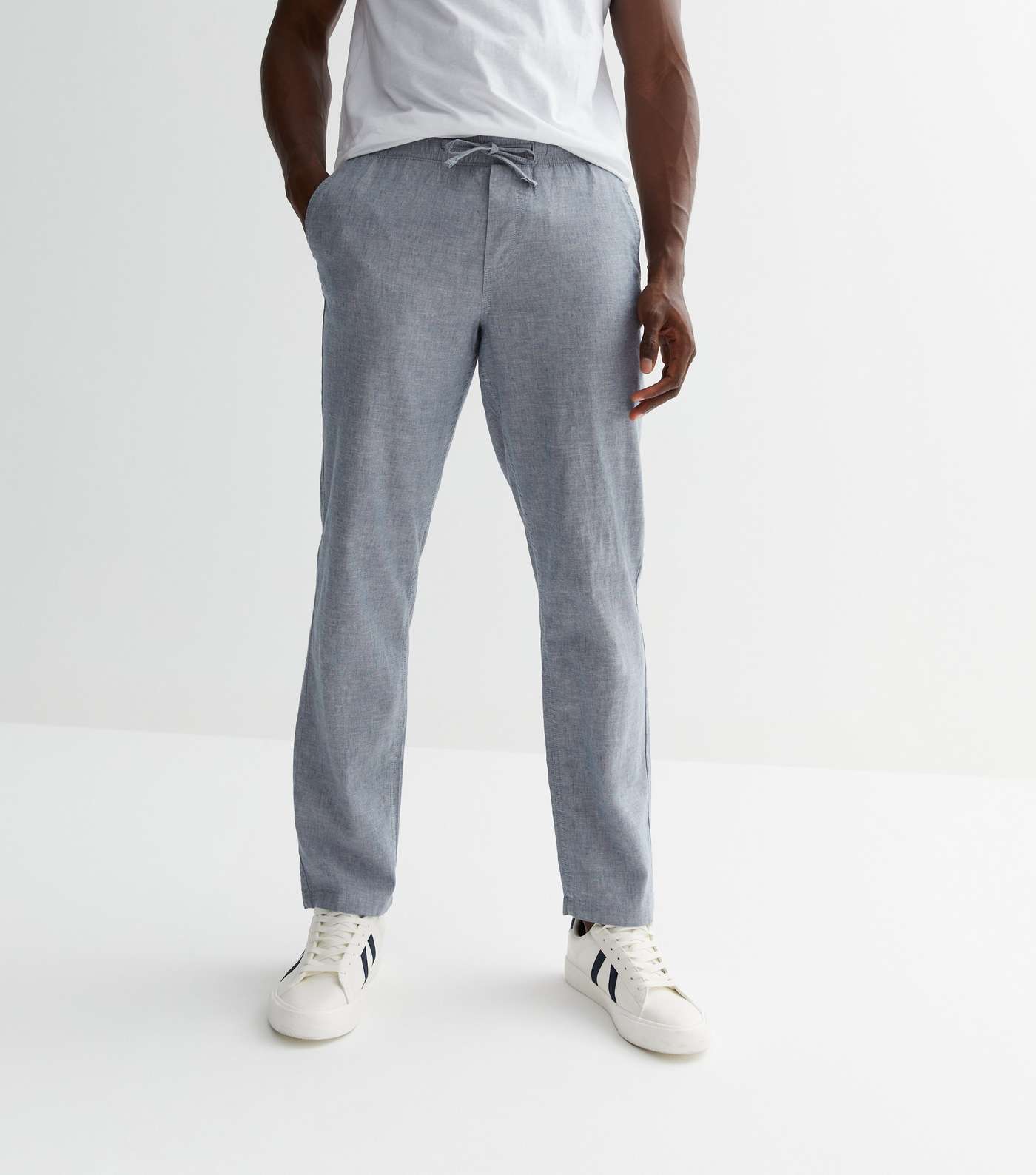 Jack & Jones Grey Linen-Look Trousers Image 2