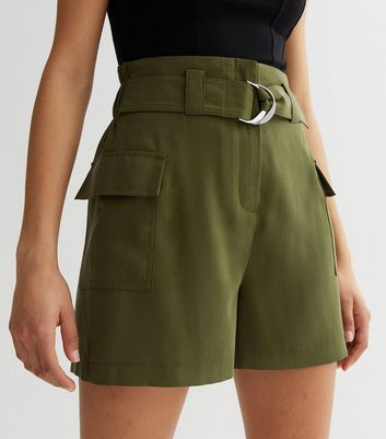 Belted cargo shorts on sale womens