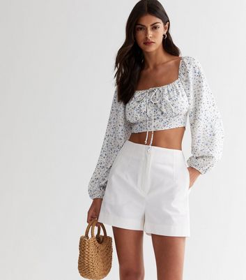 White cheap tailored shorts