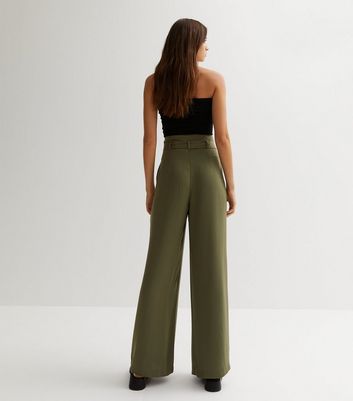 Public Desire Light Green Satin High Waist Paperbag Trousers  New Look