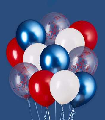 12 Pack Red White and Blue Balloons