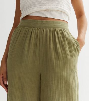 Tall Khaki Pleated Wide Leg Trousers | New Look