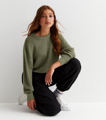 Olive green clearance crop sweater