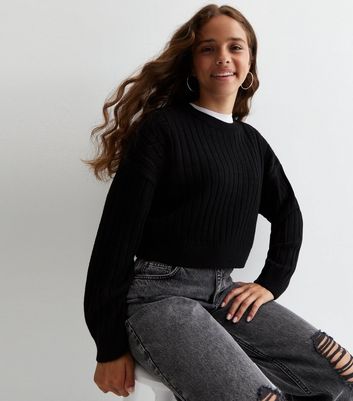 Black oversized outlet cropped jumper