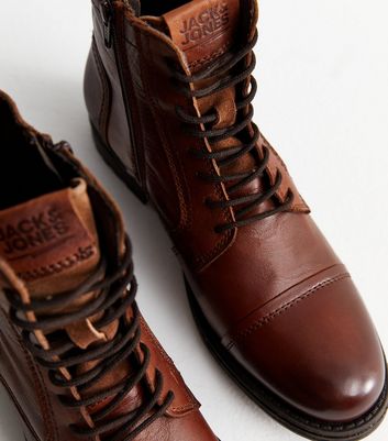 Jack and jones leather on sale boots