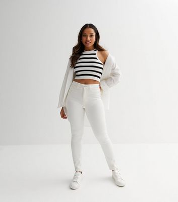 Petite White Lift & Shape Jenna Skinny Jeans New Look
