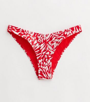 Red Abstract Bikini Bottoms New Look