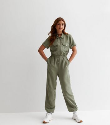 SHORT SLEEVE JUMPSUIT - Khaki