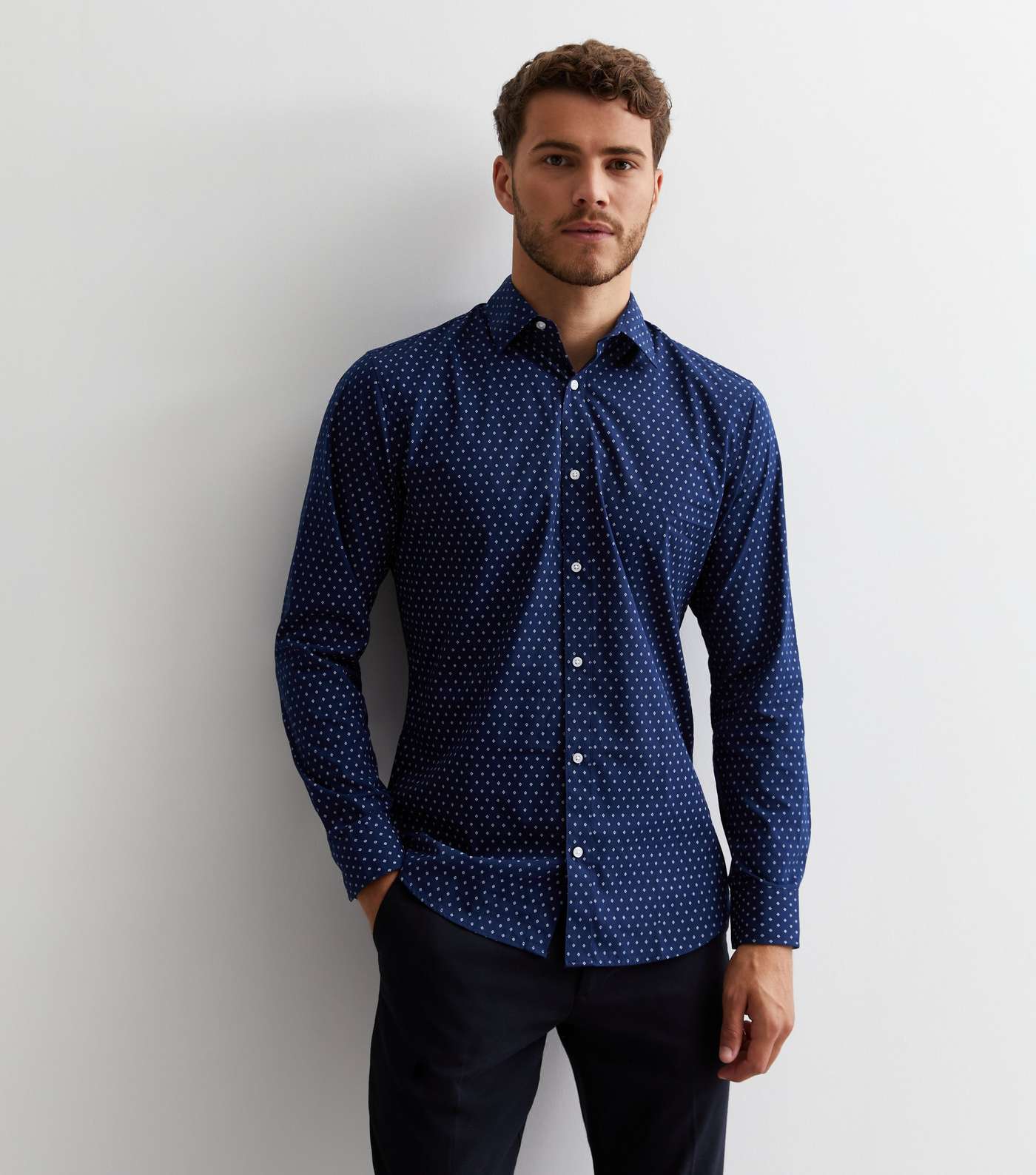 Jack & Jones Bright Blue Abstract Print Long Sleeve Shirt | New Look