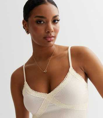 Off White Crinkle Lace Trim Cami