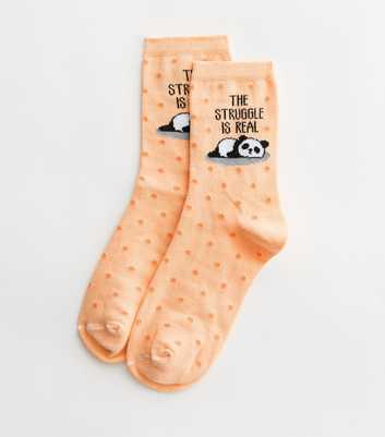 Orange Panda Spot Struggle is Real Logo Socks