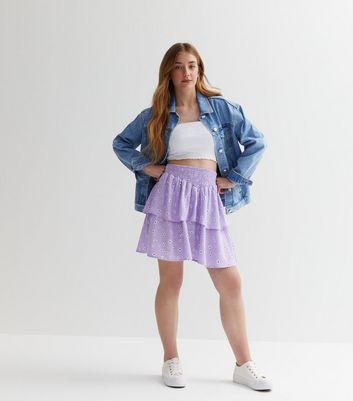 Denim mini hotsell skirt lilac