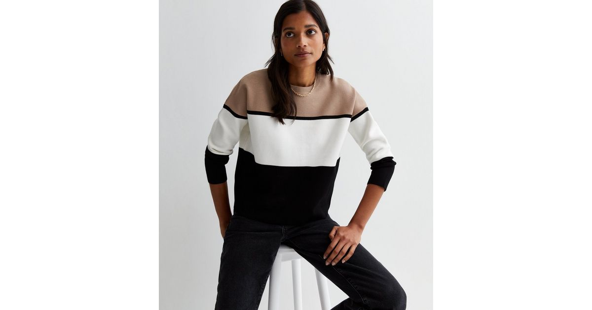 4106 Brown Colour Block Jumper