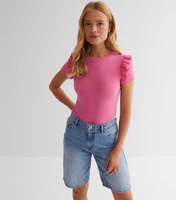 Bright Pink Frill Sleeve Bodysuit