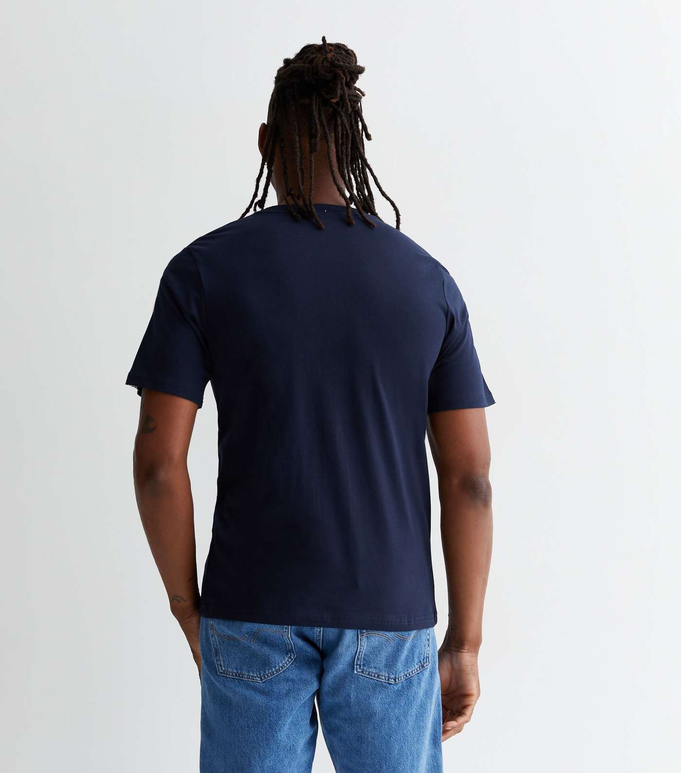 Jack & Jones Blue Cotton Tape Short Sleeve T-Shirt Image 4