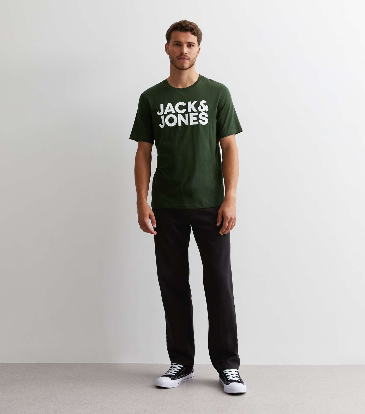Jack & Jones Khaki Cotton Logo T-Shirt Image 3