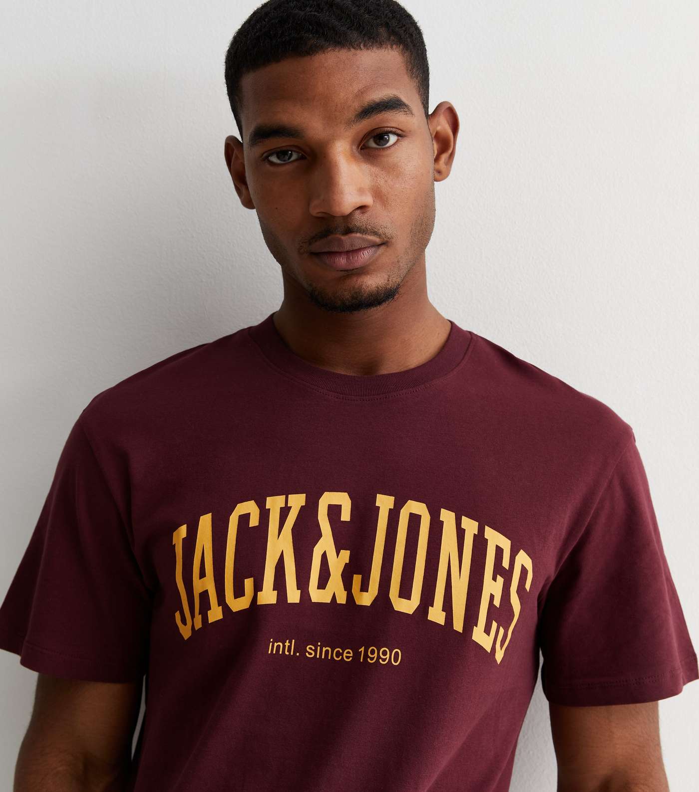 Jack & Jones Burgundy Cotton Crew Neck Logo T-Shirt Image 3