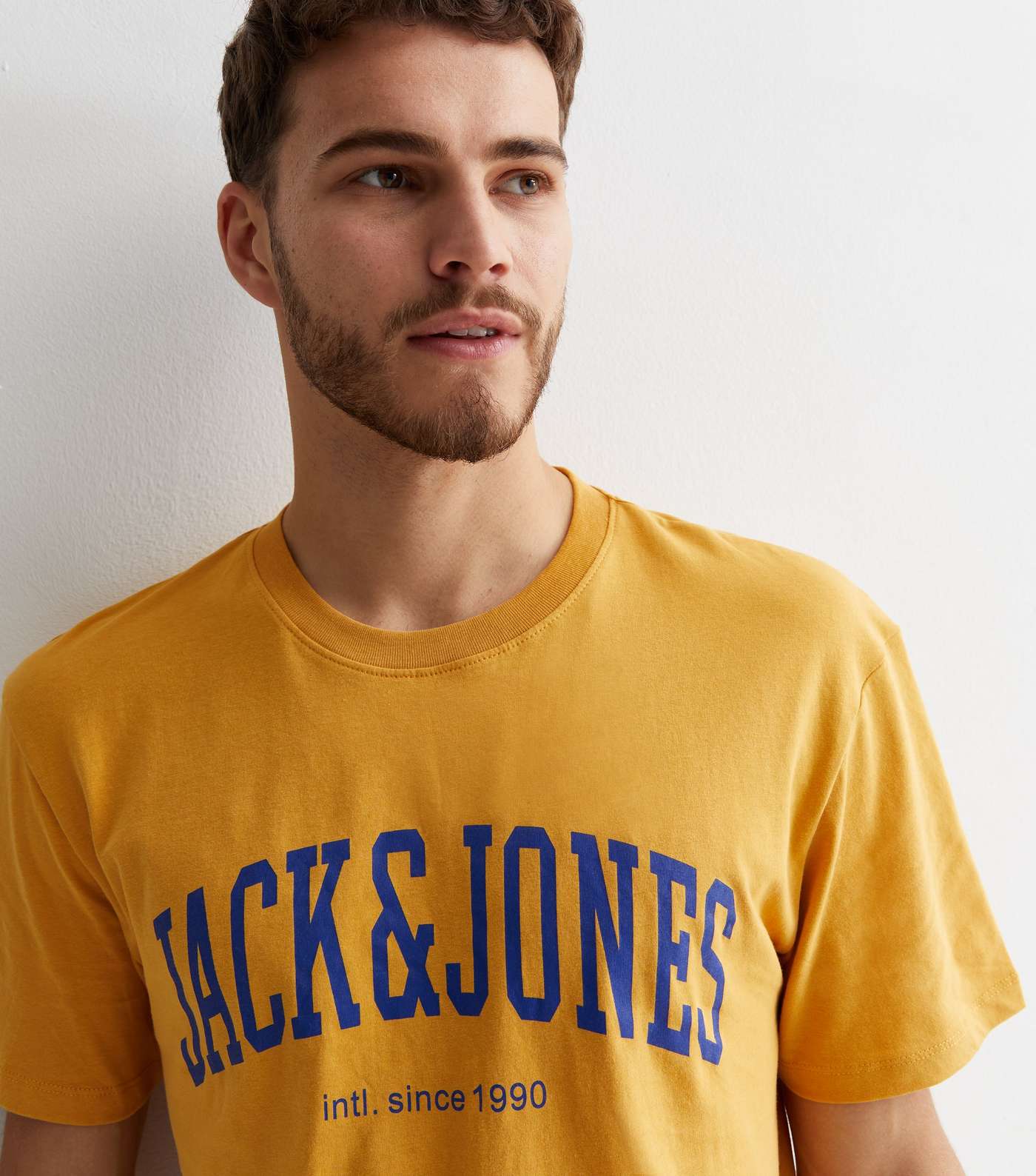 Jack & Jones Yellow Cotton Crew Neck Logo T-Shirt  Image 2