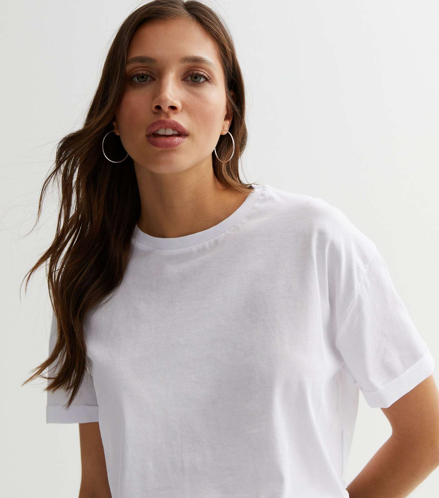 White Jersey Crop Boxy T-Shirt Image 3