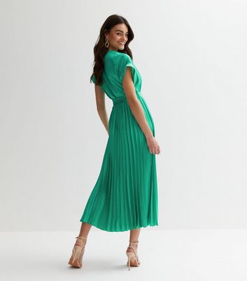 Green Pleated Dresses