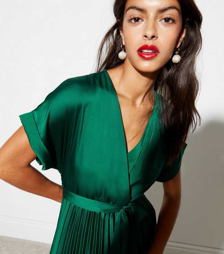 red long formal dress Red Satin A-line V-neck Long Prom Dresses With Slit, Evening Gowns, MP813