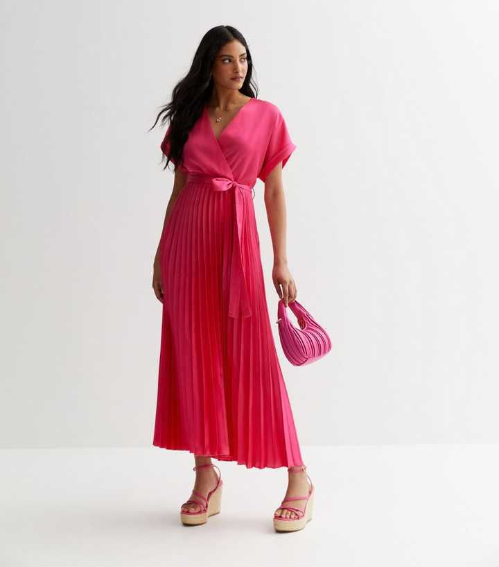 new look pink wrap dress