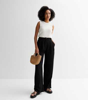 Tall Black Tailored Wide Leg Trousers